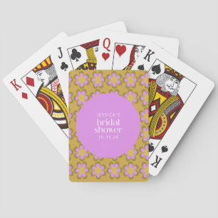 Jeu De Cartes Fleurs rétro mod violettes et jaunes Baby Shower 