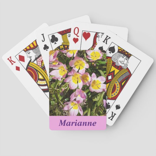 Jeu De Cartes Fleurs roses et jaunes (dos)