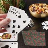 Jeu De Cartes Fleurs rouges sur un Arrière - plan vert (In Situ)