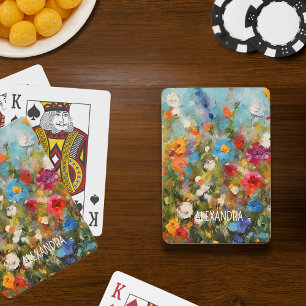 Jeu De Cartes Fleurs sauvages colorées Abstrait Floral Texte fac