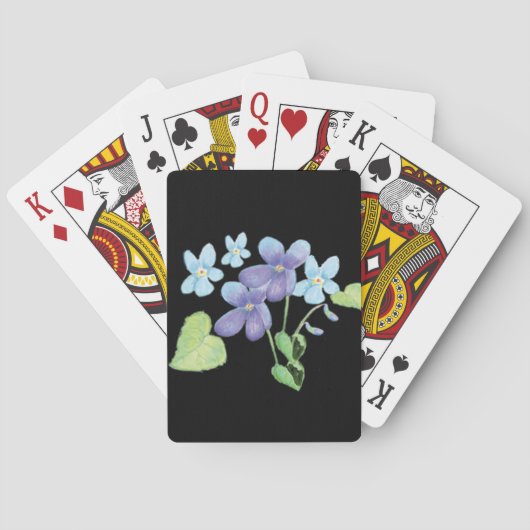 Jeu De Cartes Fleurs violettes sauvages Illustration noir (dos)
