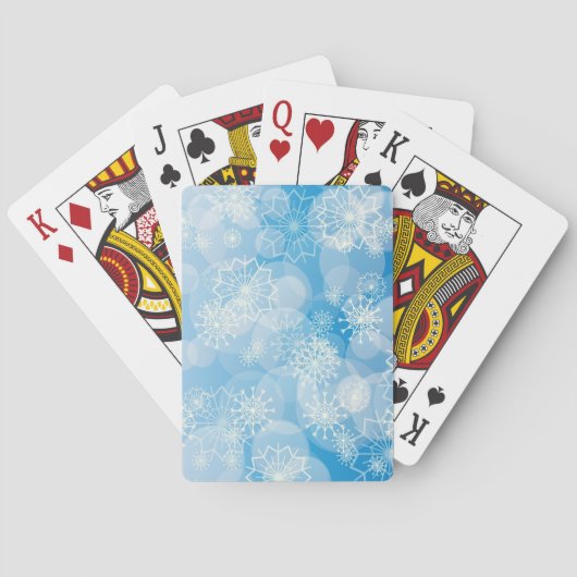 Jeu De Cartes Flocons de Noël sur un fond bleu (dos)