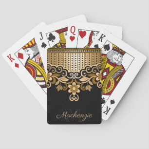 Jeu De Cartes Floral Abstrait noir et or