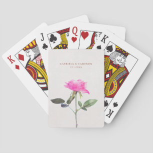 Jeu De Cartes Floral Aquarelle Rose Mariage en terre cuite