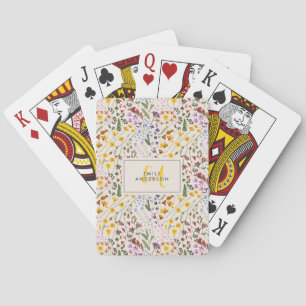 Jeu De Cartes Floral coloré fleur sauvage personnalisé initial