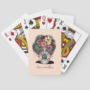 Jeu De Cartes Floral Elegant Afro Femme