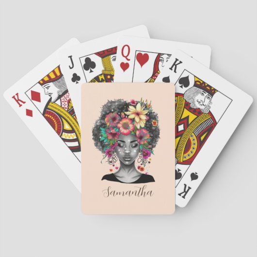 Jeu De Cartes Floral Elegant Afro Femme (dos)