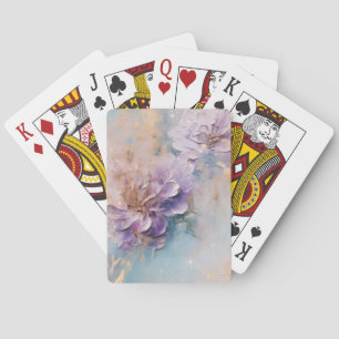 Jeu De Cartes Floral féminin violet bleu et or