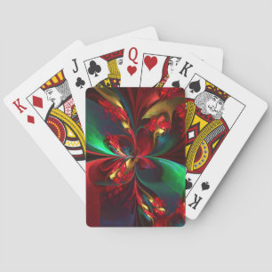 Jeu De Cartes Floral moderne Art Abstrait Rouge Vert Motif #11