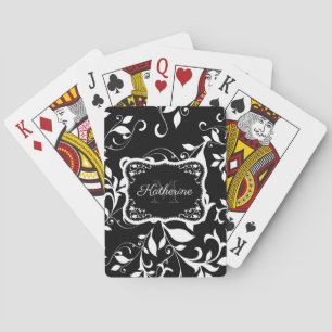 Jeu De Cartes Floral noir et blanc