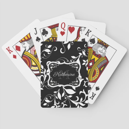 Jeu De Cartes Floral noir et blanc (dos)