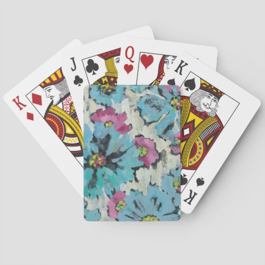 Jeu De Cartes Floral rose et bleu graphique (dos)