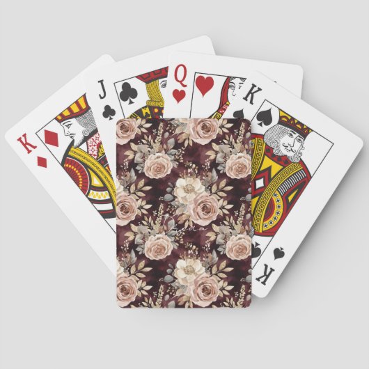 Jeu De Cartes Floral roux de Bourgogne (dos)