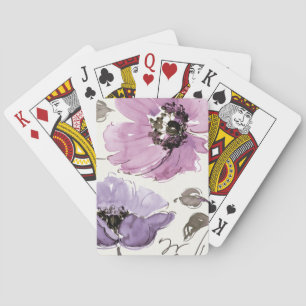 Jeu De Cartes Floral Valse Plum Aquarelle Fleurs