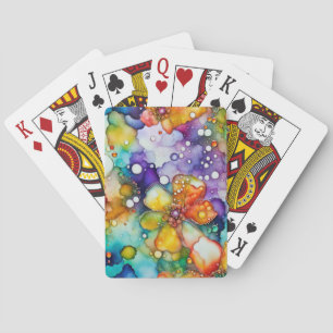 Jeu De Cartes Flore psychédélique et bulles Abstraites