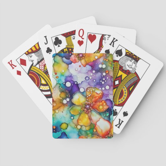 Jeu De Cartes Flore psychédélique et bulles Abstraites (dos)