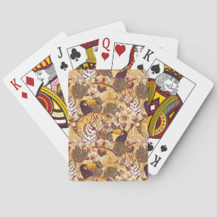 Jeu De Cartes Flore tropicale avec tigre