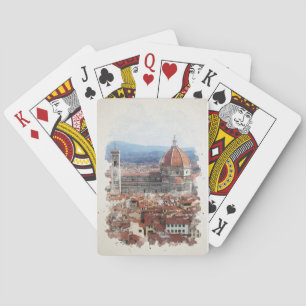 Jeu De Cartes Florence Italie Aquarelle Art