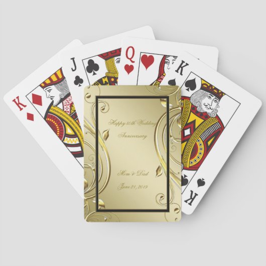 Jeu De Cartes Florish Gold Black 50e anniversaire Mariage (dos)