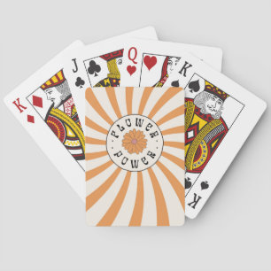 Jeu De Cartes Flower Power avec des rayons orange psychédéliques