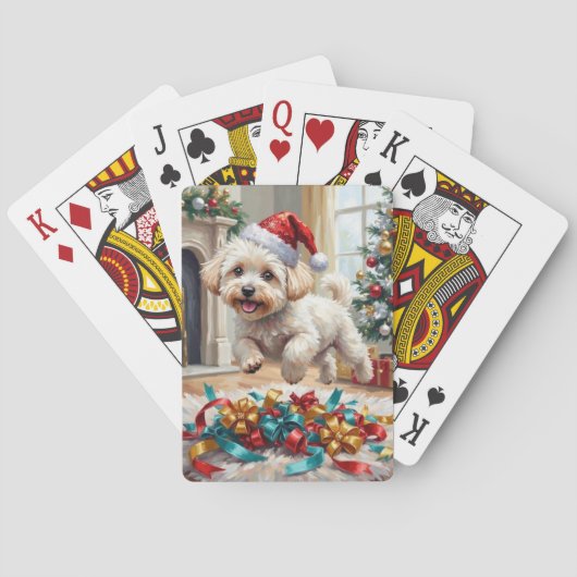 Jeu De Cartes Fluffy Bichon Frise Dog Joyful Christmas (dos)