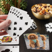 Jeu De Cartes Fluffy Brown Poodle Chien chiot (In Situ)