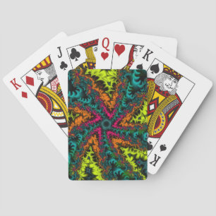Jeu De Cartes Fluorescent, fluo, fluos Art fractal bleu et ora