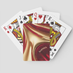 Jeu De Cartes Flux Abstrait - Rouge et Or-