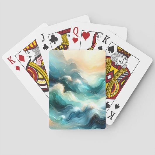 Jeu De Cartes Flux d'océan doré Vagues abstraites (dos)