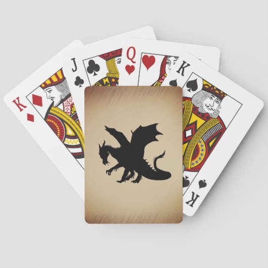 Jeu De Cartes Fond rustique Dragon noir (dos)