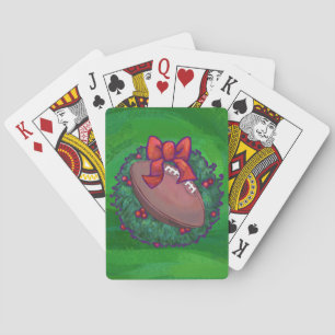 Jeu De Cartes Football dans la couronne de Noël sur fond vert