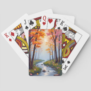 Jeu De Cartes Forest Creek Paysage aquarelle du feuillage d'au
