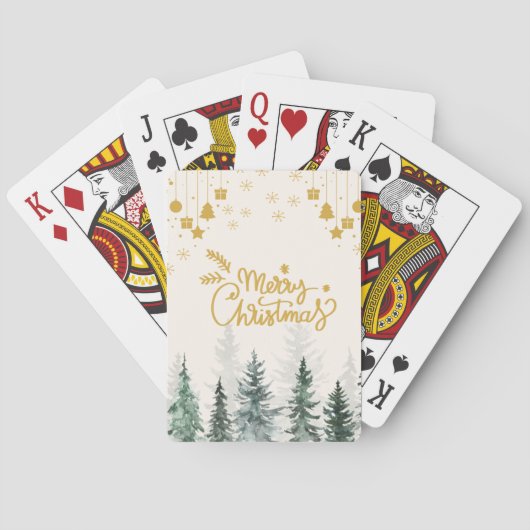 Jeu De Cartes Forêt d'aquarelle Joyeux Noël (dos)