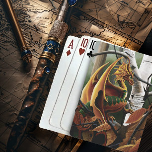 Jeu De Cartes Forêt d'Automne Dragon Ambre Bouleau Fantastique