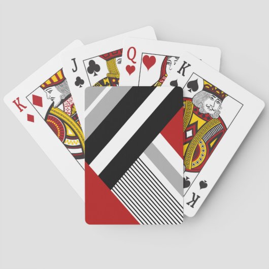 Jeu De Cartes Formes géométriques rouges, grises, blanches et no (dos)