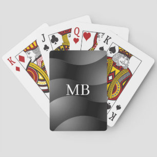 Jeu De Cartes Formes incurvées noires et grises, monogramme blan