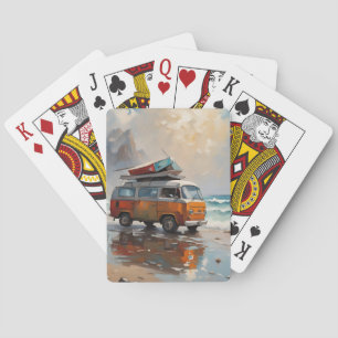 Jeu De Cartes Fourgonnette Hippie Paysage Marin Art de Voyageur 