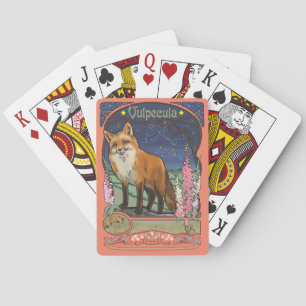 Jeu De Cartes Fox rouge de Nouveau d'art et fleurs
