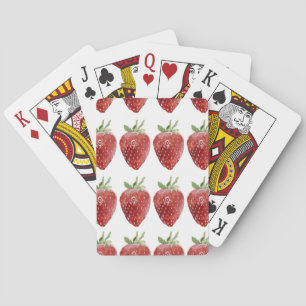 Jeu De Cartes Fraises d'aquarelle : motif transparent
