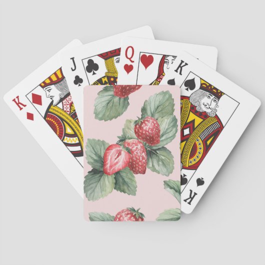 Jeu De Cartes Fraises mûres d'été : Aquarelle rose (dos)