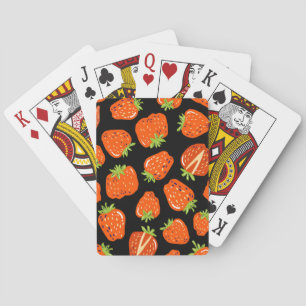 Jeu De Cartes Fraises Noir : Texture Vintage sans fil