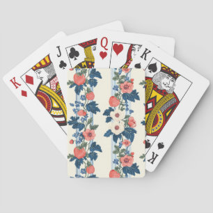 Jeu De Cartes Fraises vintages et Feuilles bleus motif floral