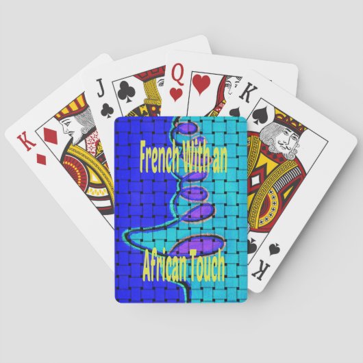 Jeu De Cartes Français Bleu Africain Tissé Abstrait violet forme (dos)