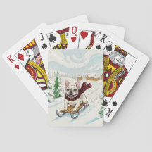 French Bulldog Sledding, Playing Cards