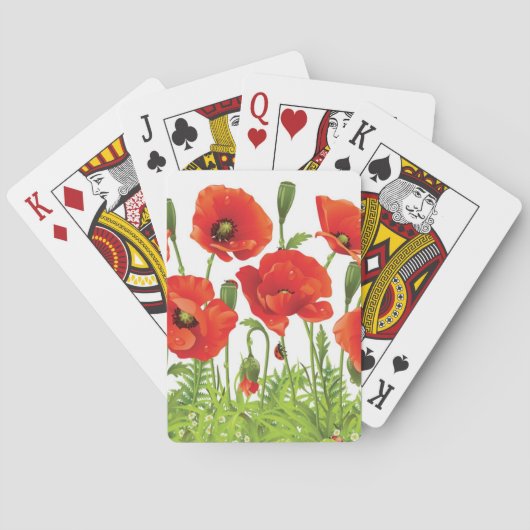 Jeu De Cartes Frontière horizontale avec le pavot rouge (dos)