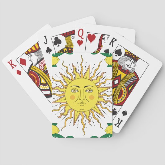 Jeu De Cartes Fruits de citron tropicaux, Face Soleil. (dos)