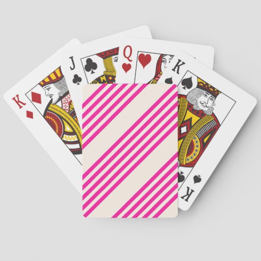 Jeu De Cartes Fuchsia et beige cinq rayures motif (dos)