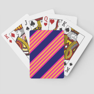 Jeu De Cartes Fuchsia et rayures jaunes avec bleu marine
