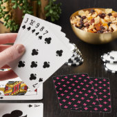 Jeu De Cartes Fuchsia polka croise sur noir (In Situ)