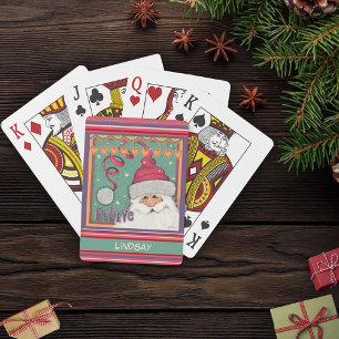 Jeu De Cartes Fun Christmas Custom Name Pink Père Noël Inspirivi